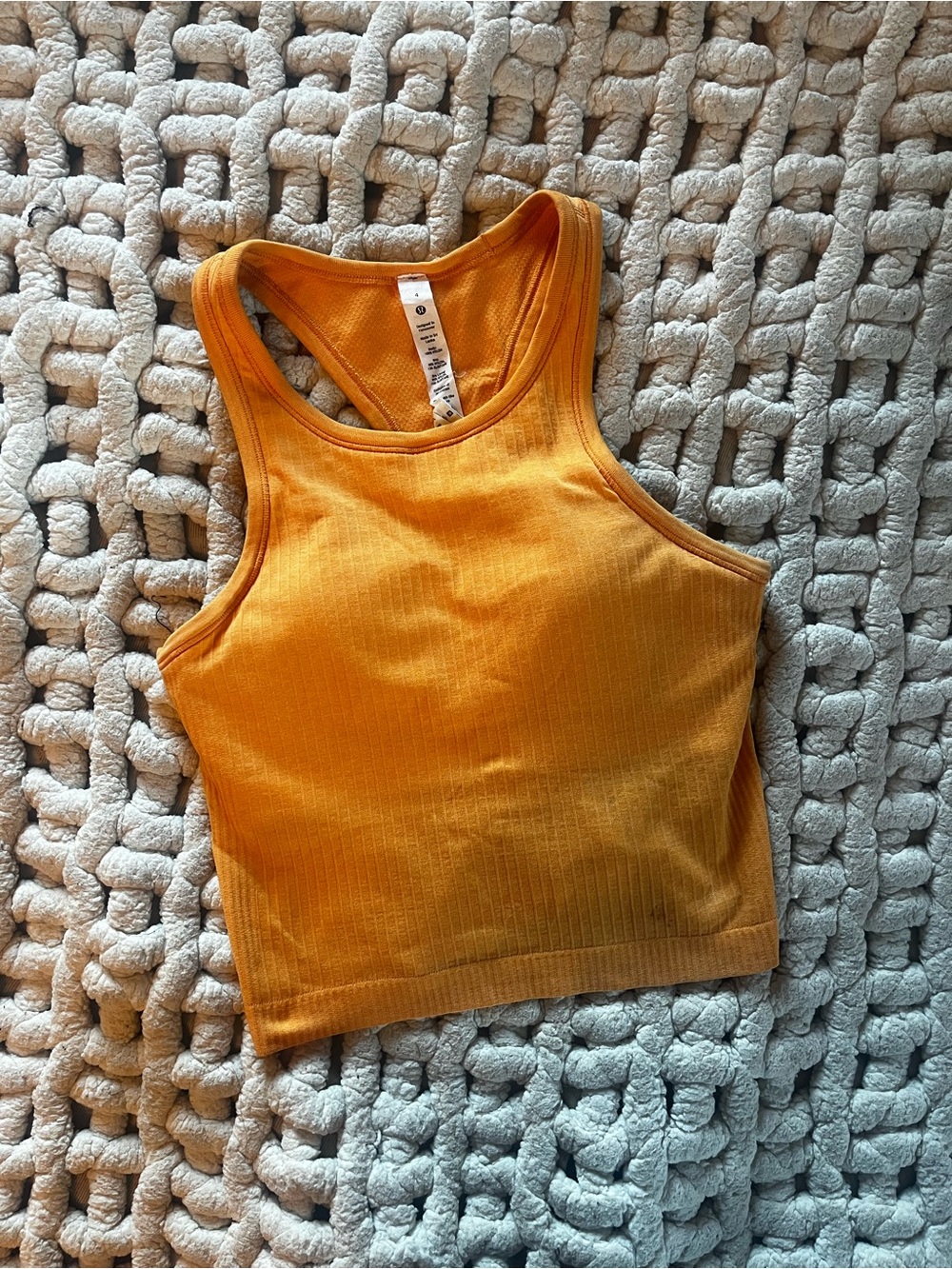 like new NWOT Lululemon ribbed orange crop top